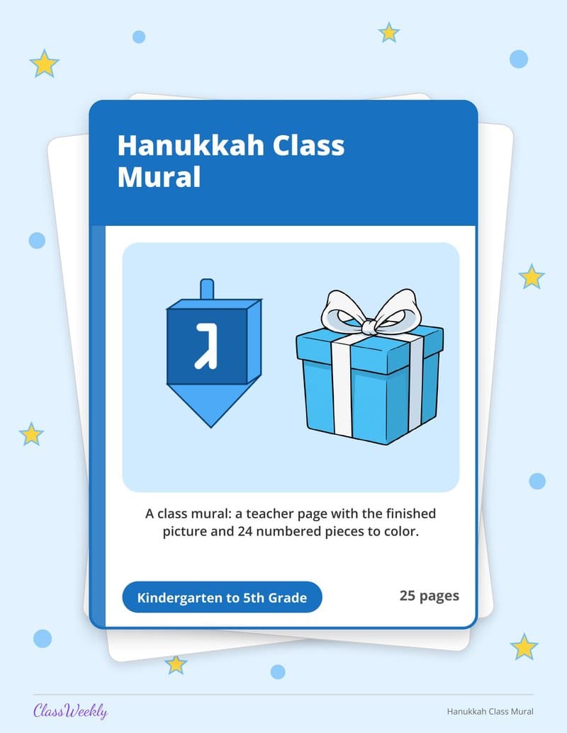 Hanukkah Class Mural - 3rd Grade Classroom Setup printable preview