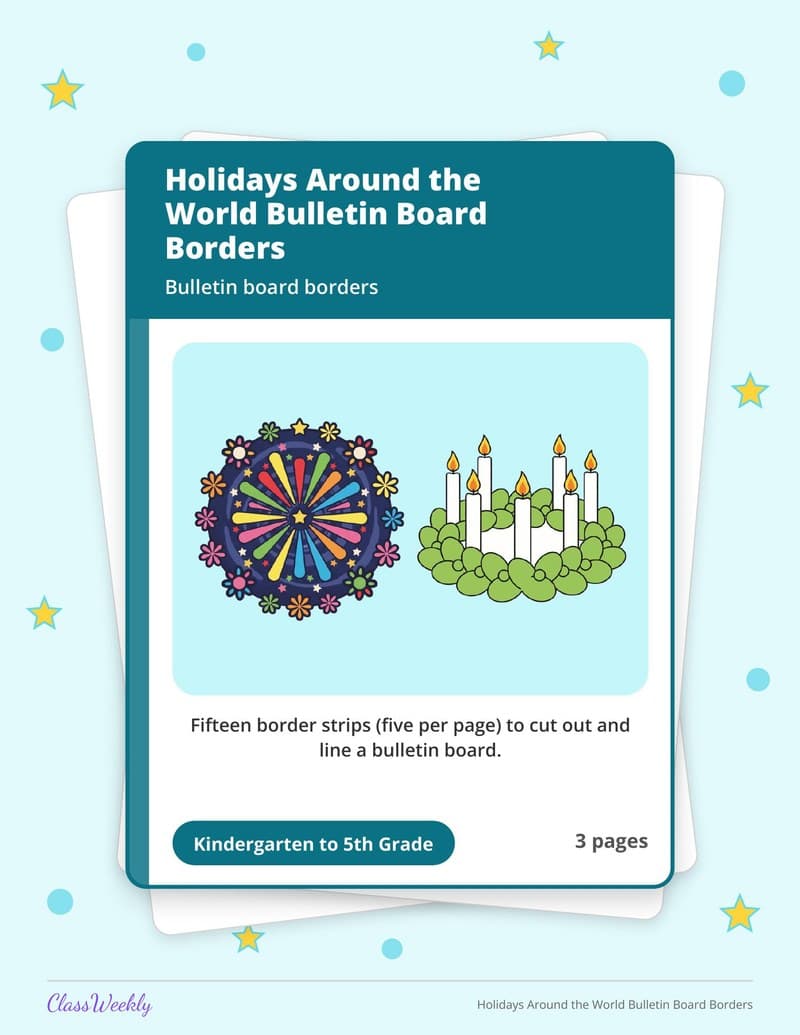 Holidays Around the World Bulletin Board Borders - Kindergarten Classroom Setup printable preview