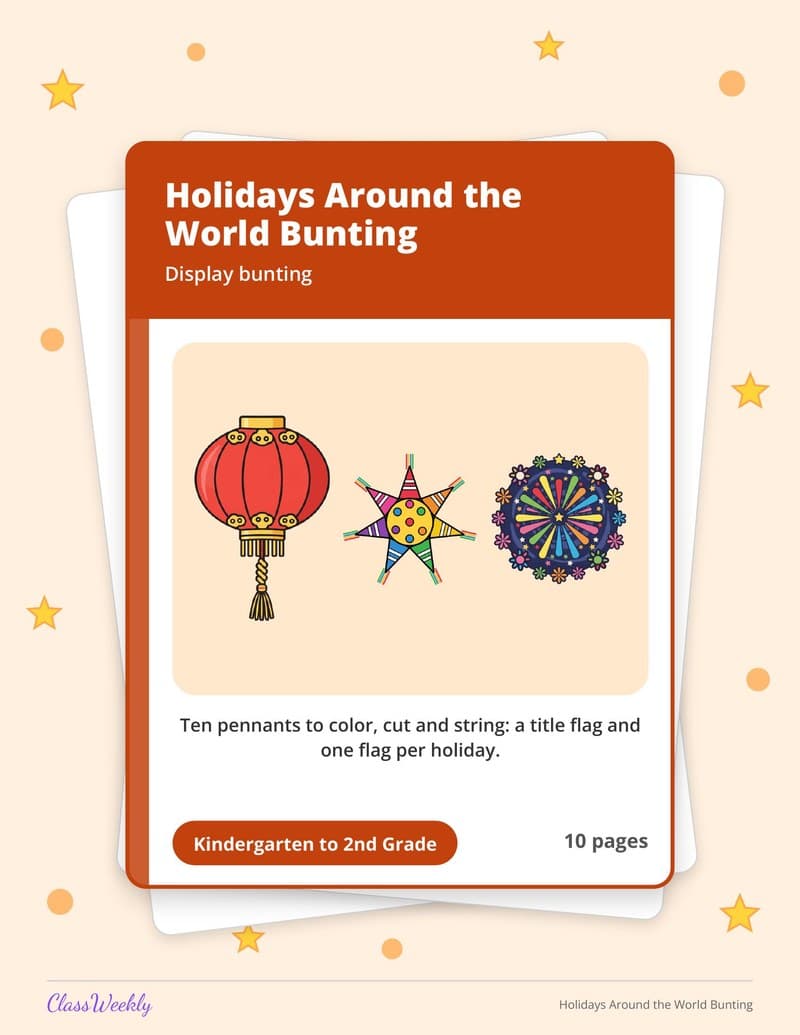 Holidays Around the World Bunting - Kindergarten Classroom Setup printable preview