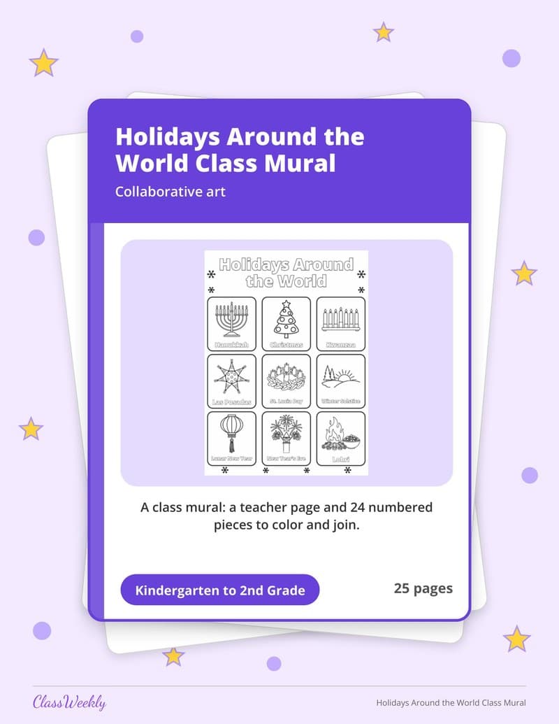 Holidays Around the World Class Mural - Kindergarten Classroom Setup printable preview