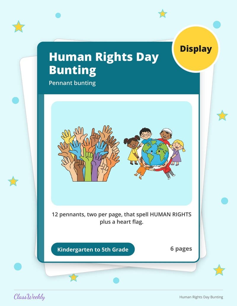 Human Rights Day Bunting - Kindergarten Classroom Setup printable preview