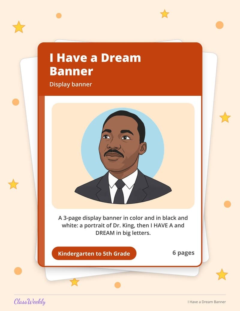 I Have a Dream Banner - 3rd Grade Classroom Setup printable preview