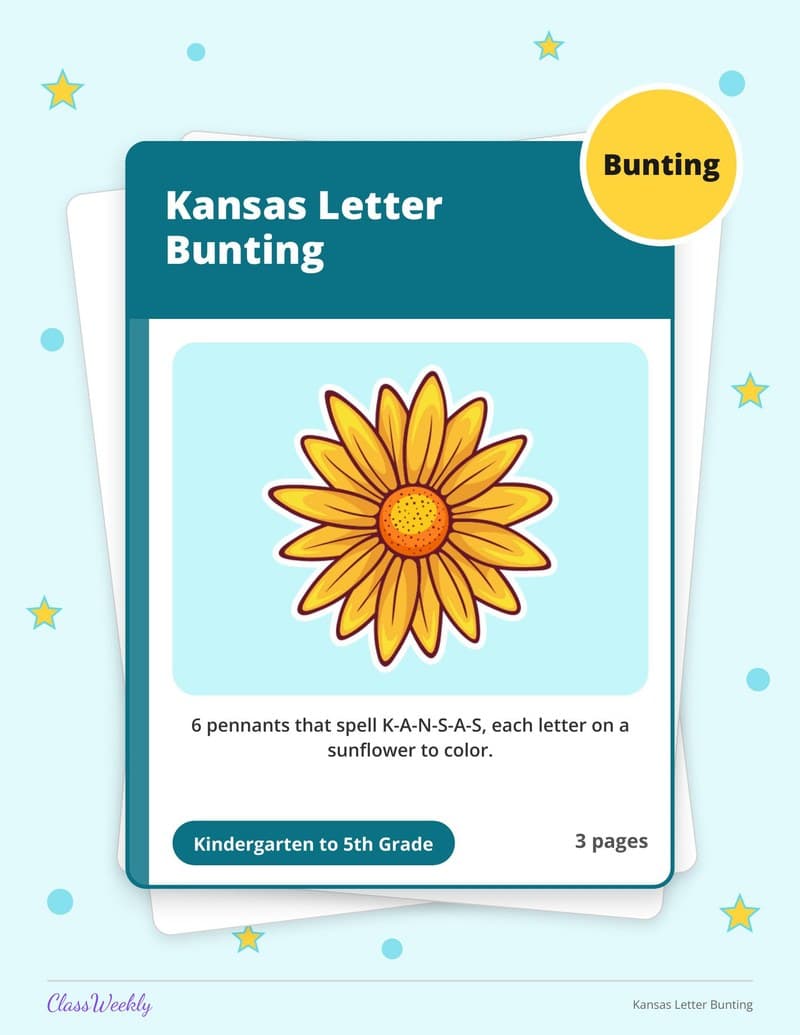 Kansas Letter Bunting - 4th Grade Classroom Setup printable preview