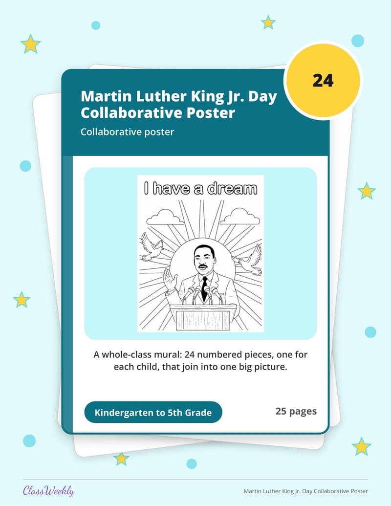 Martin Luther King Jr. Day Collaborative Poster - 3rd Grade Classroom Setup printable preview
