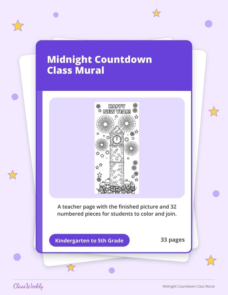 Midnight Countdown Class Mural - Kindergarten Classroom Setup printable preview