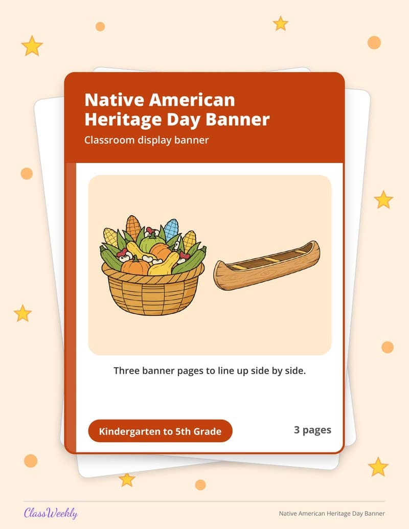 Native American Heritage Day Banner - 2nd Grade Classroom Setup printable preview