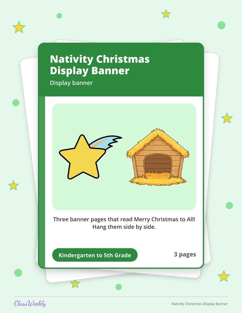 Nativity Christmas Display Banner - Kindergarten Classroom Setup printable preview