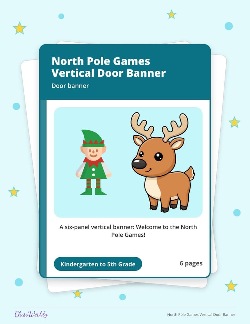 North Pole Games Vertical Door Banner - 3rd Grade Classroom Setup printable preview