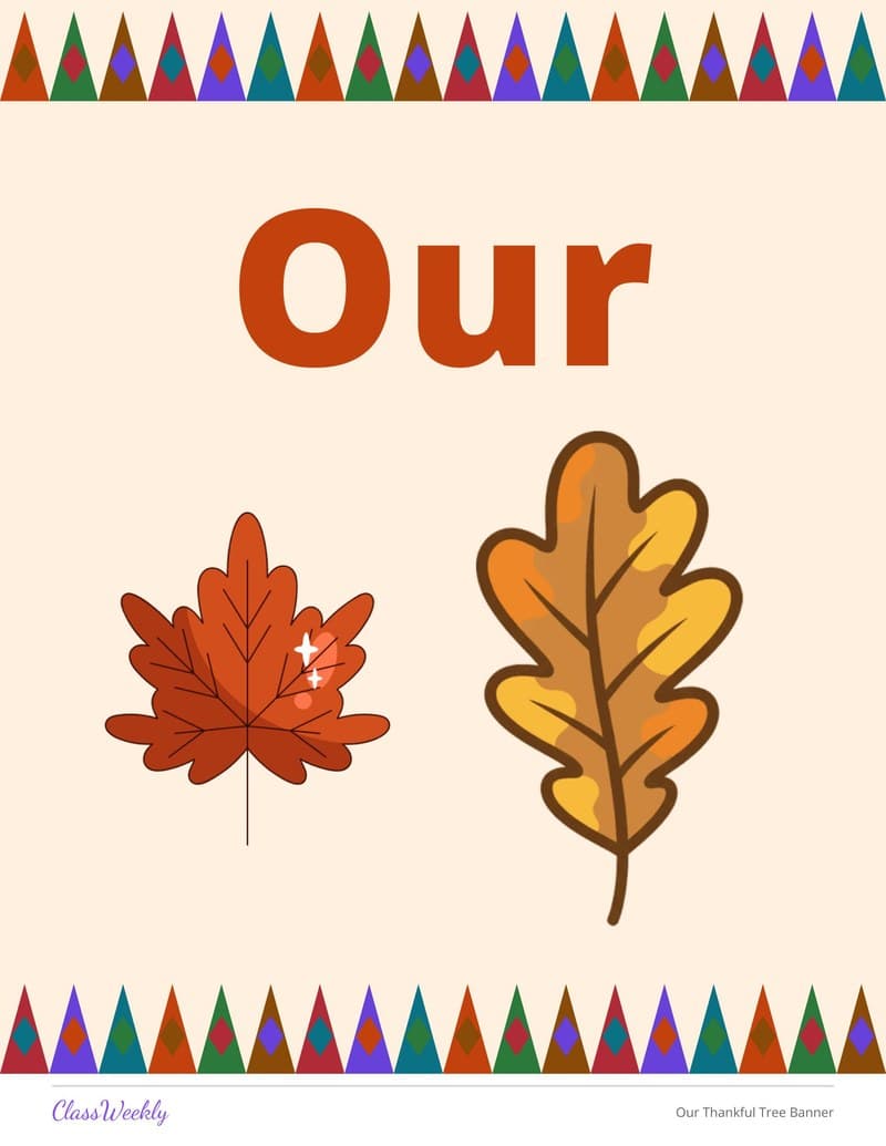 Our Thankful Tree Banner - Kindergarten Classroom Setup printable preview