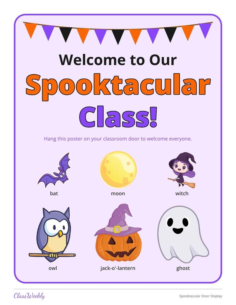 Spooktacular Classroom Door Display and Name Tags - Kindergarten worksheet preview