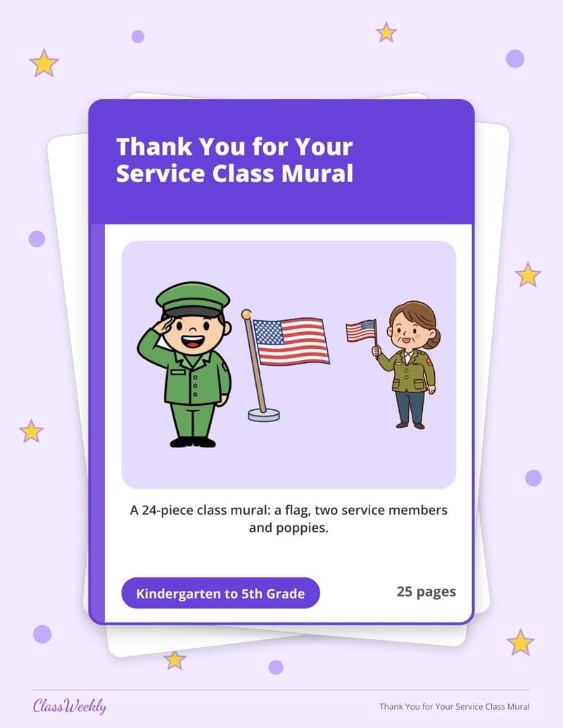Thank You for Your Service Class Mural - 2nd Grade Classroom Setup printable preview