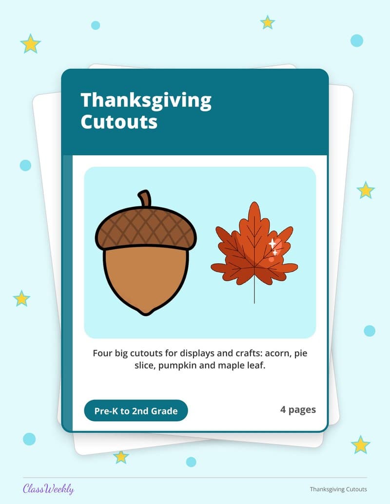 Thanksgiving Cutouts - Kindergarten Classroom Setup printable preview