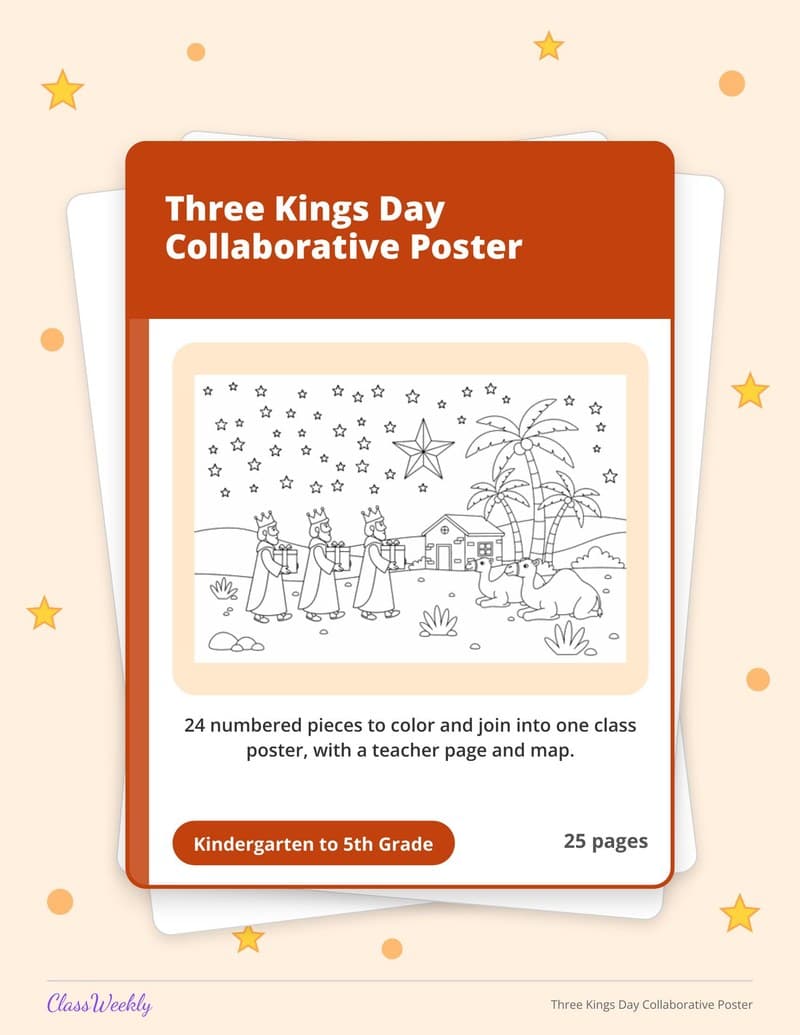 Three Kings Day Collaborative Poster - 2nd Grade Classroom Setup printable preview