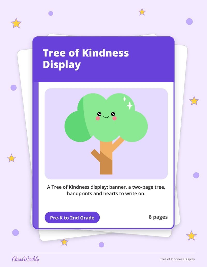 Tree of Kindness Display - 2nd Grade Classroom Setup printable preview