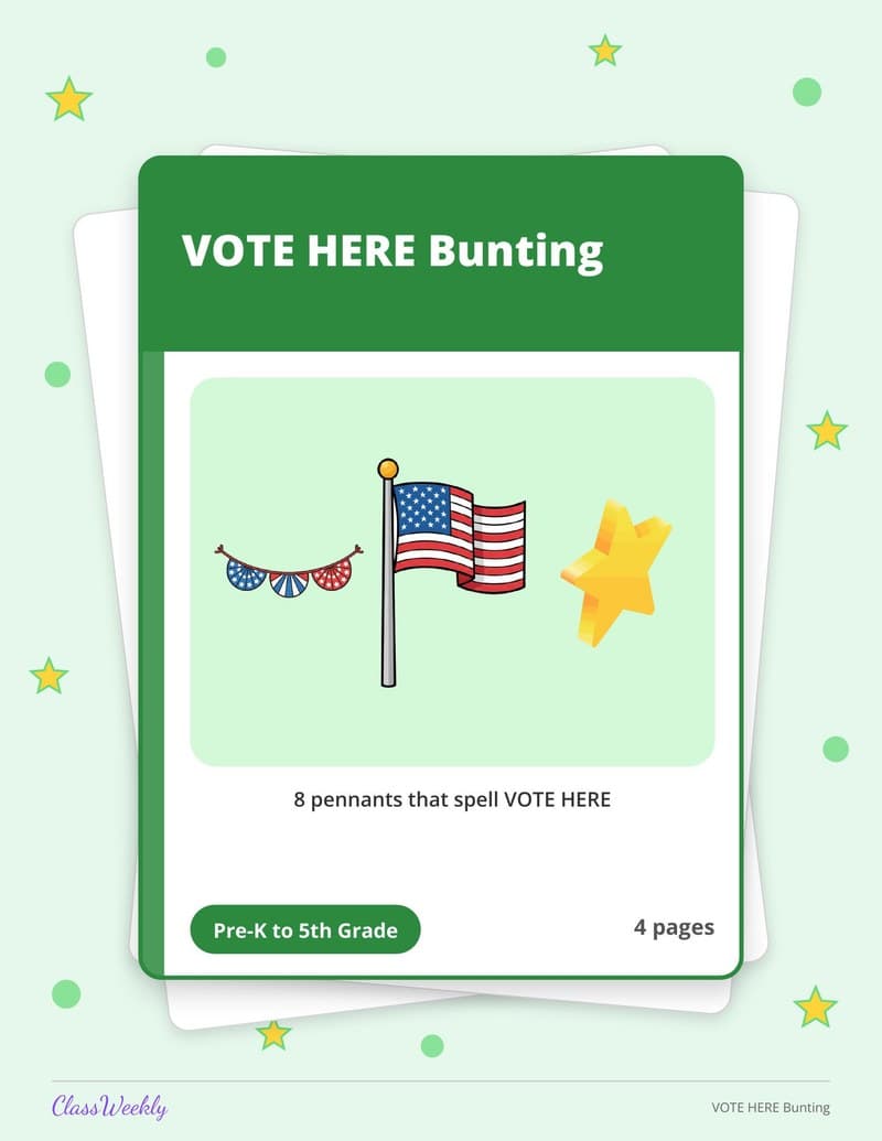 VOTE HERE Bunting - 2nd Grade Classroom Setup printable preview