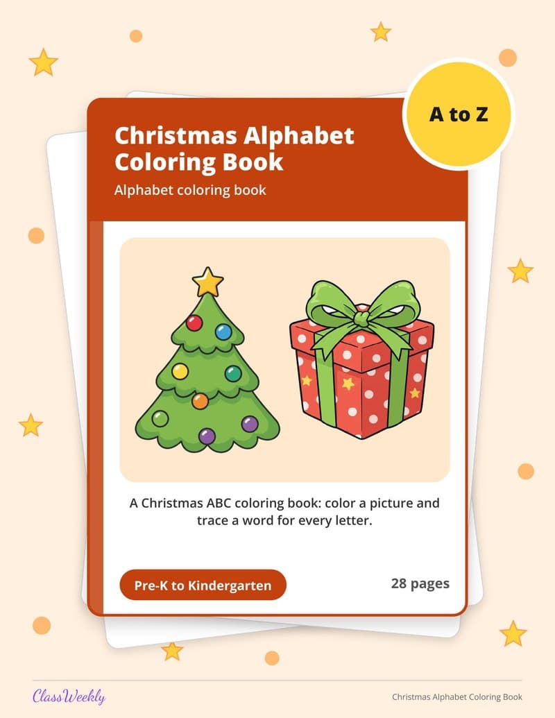 Christmas Alphabet Coloring Book - Kindergarten Coloring Pages printable preview