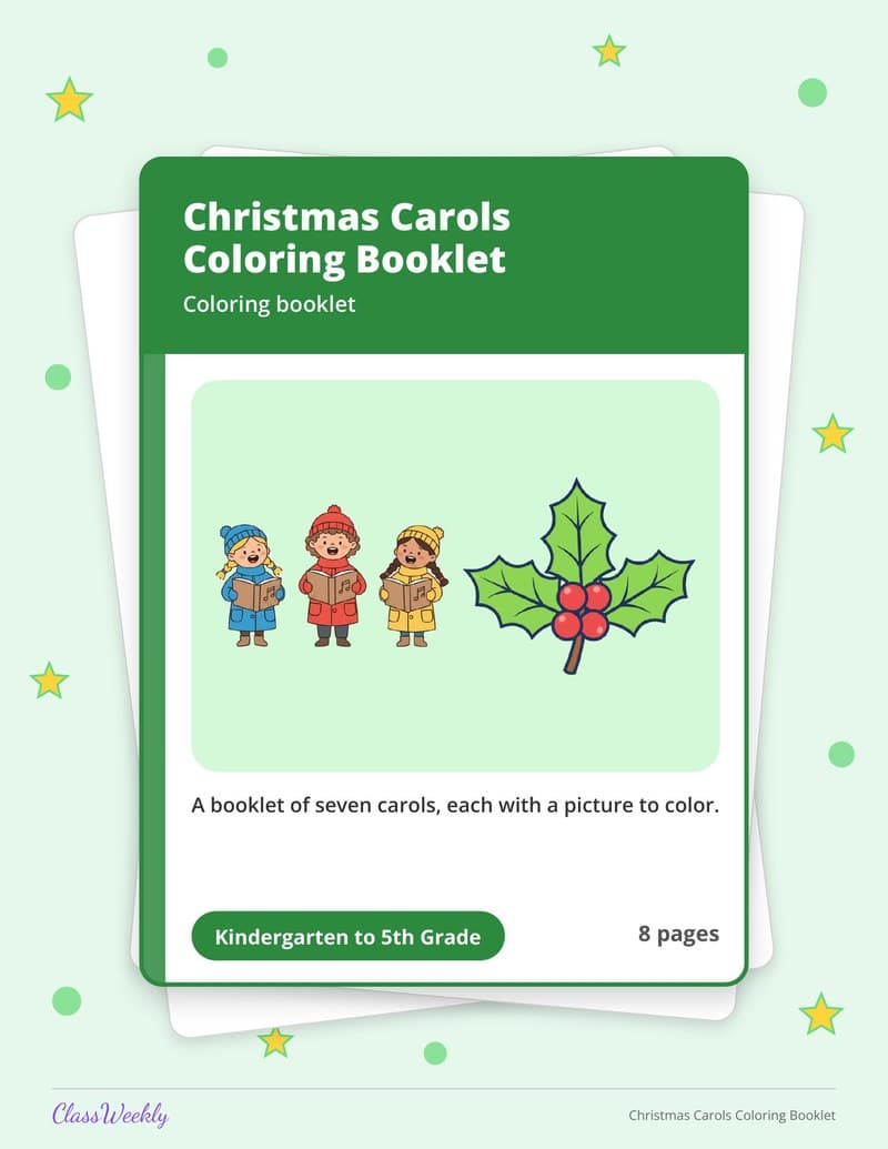 Christmas Carols Coloring Booklet - 3rd Grade Coloring Pages printable preview