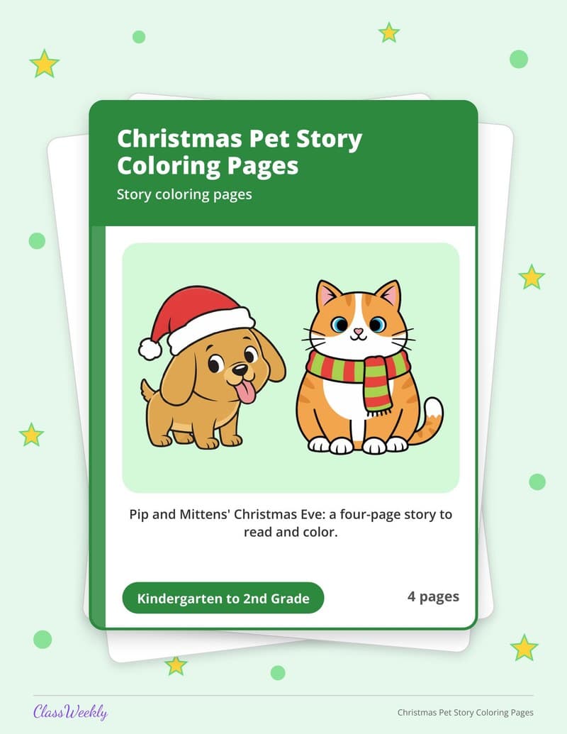 Christmas Pet Story Coloring Pages - 2nd Grade Coloring Pages printable preview