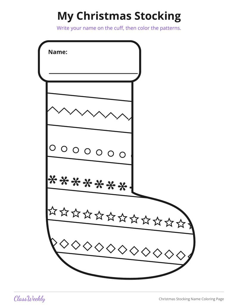 Christmas Stocking Name Coloring Page - 2nd Grade Coloring Pages printable preview