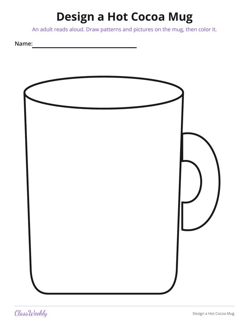 Design a Hot Cocoa Mug - Kindergarten Coloring Pages printable preview