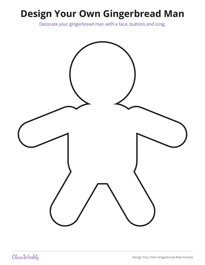 Design Your Own Gingerbread Man Activity - 2nd Grade Coloring Pages printable preview