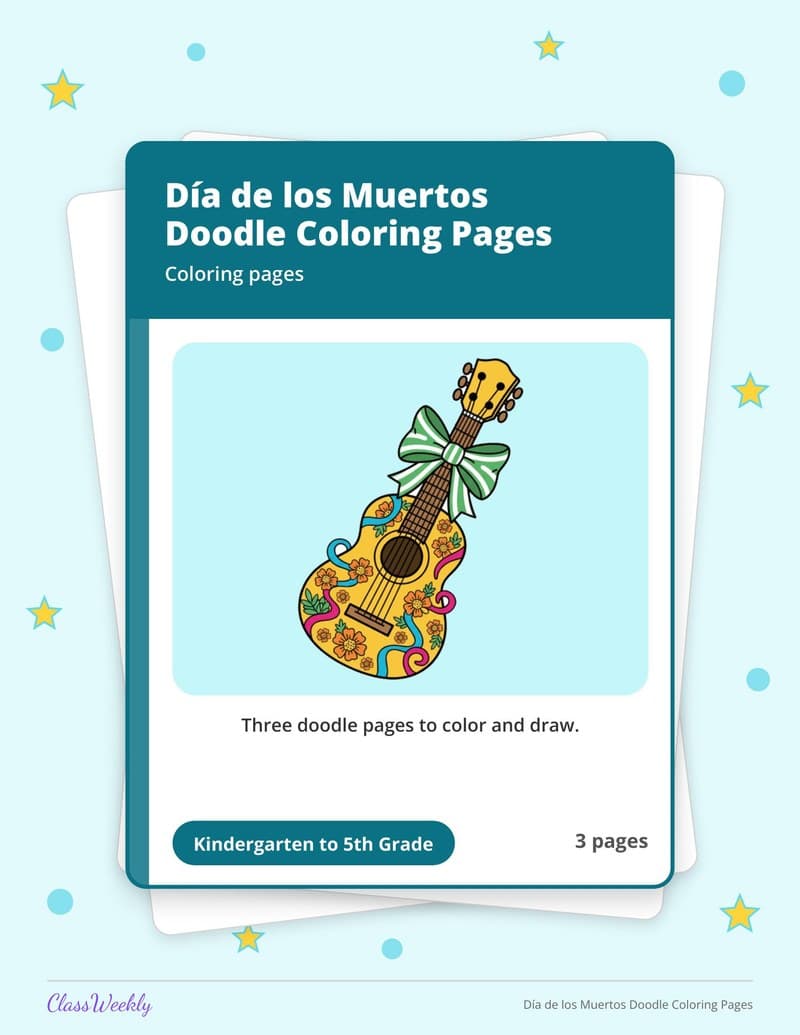 Día de los Muertos Doodle Coloring Pages - Kindergarten Coloring Pages printable preview