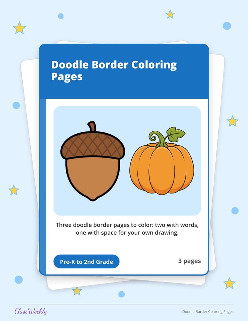 Doodle Border Coloring Pages - Kindergarten Coloring Pages printable preview