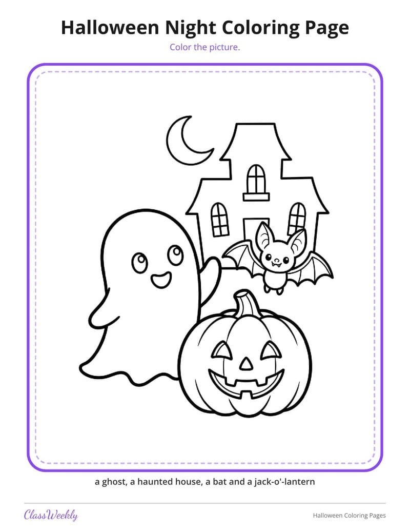 Halloween Night Coloring Pages - 1st Grade Coloring Pages worksheet preview