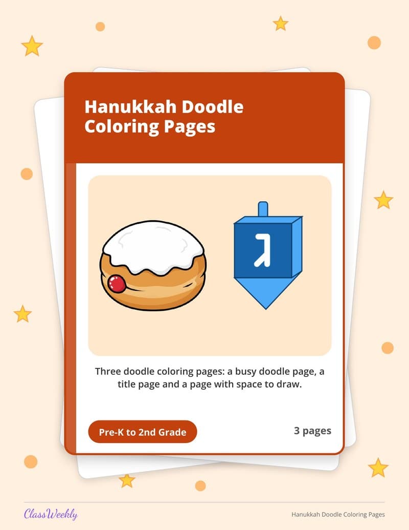 Hanukkah Doodle Coloring Pages - 2nd Grade Coloring Pages printable preview