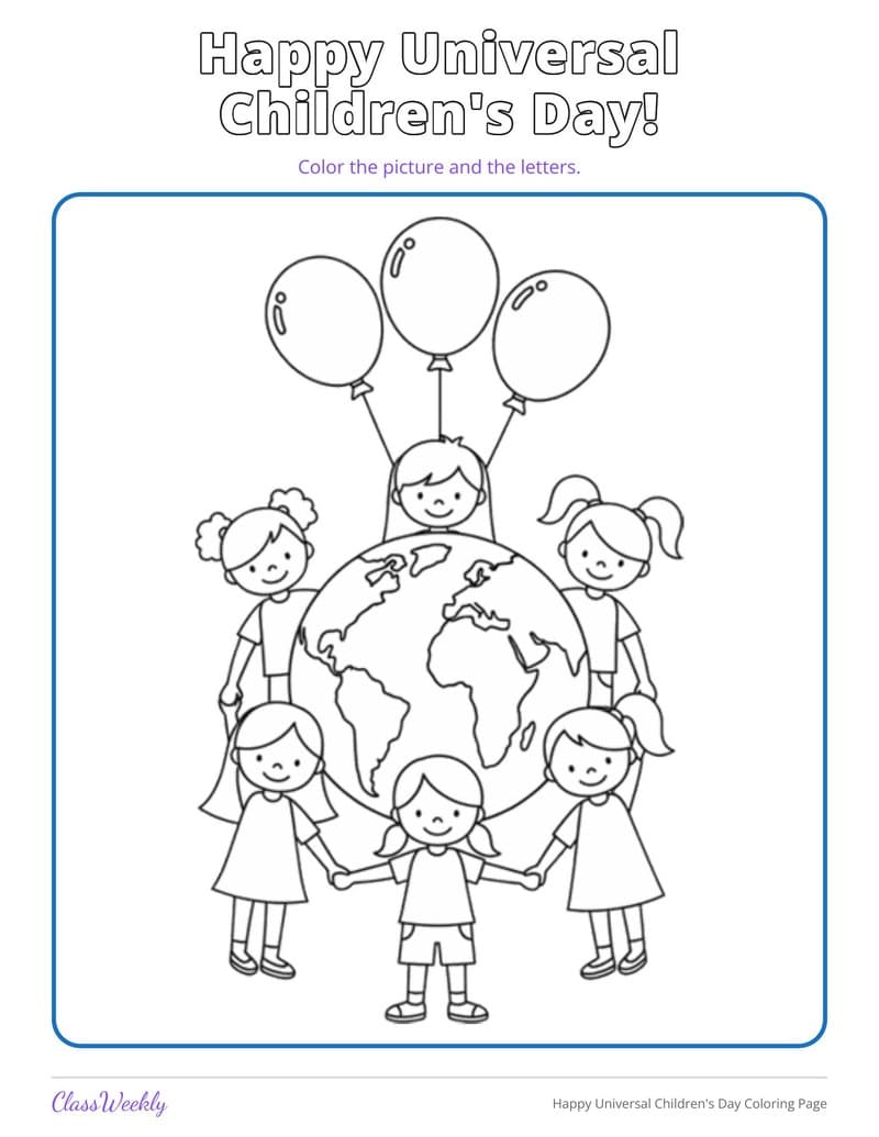 Happy Universal Children's Day Coloring Page - 3rd Grade Coloring Pages printable preview