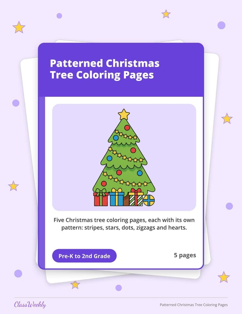 Patterned Christmas Tree Coloring Pages - 2nd Grade Coloring Pages printable preview