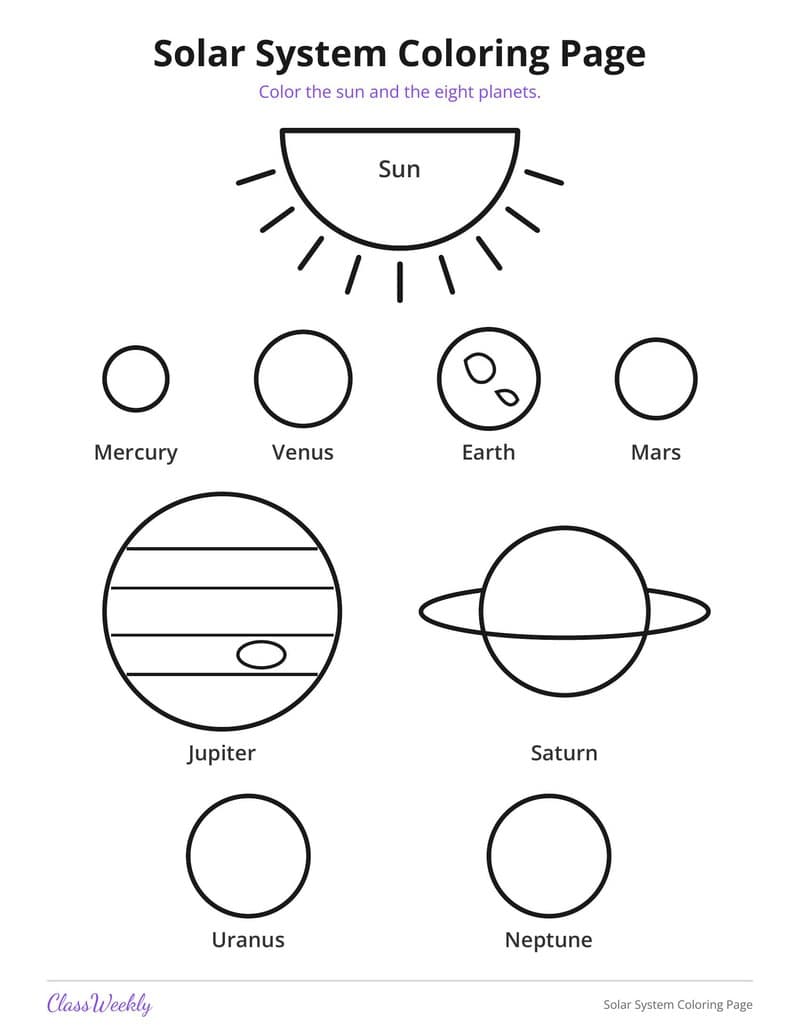 Solar System Coloring Page - Kindergarten Coloring Pages printable preview