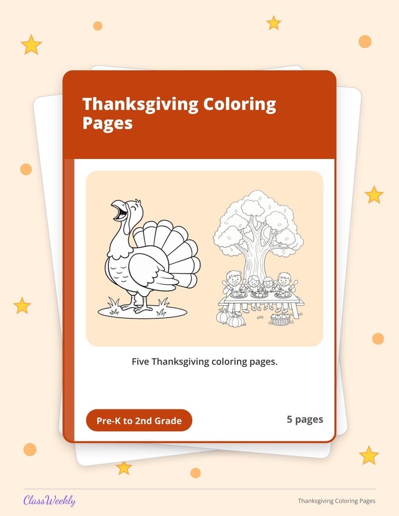 Thanksgiving Coloring Pages: Turkeys, Corn and Family Feast - 2nd Grade Coloring Pages printable preview