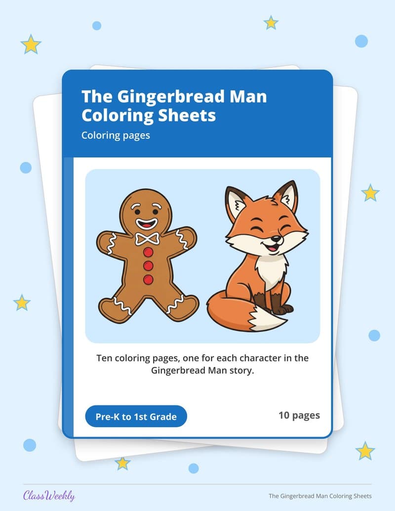 The Gingerbread Man Coloring Sheets - Kindergarten Coloring Pages printable preview