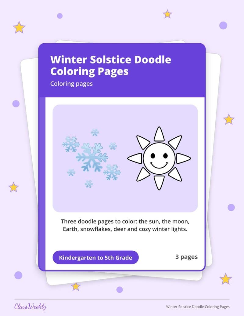 Winter Solstice Doodle Coloring Pages - Kindergarten Coloring Pages printable preview