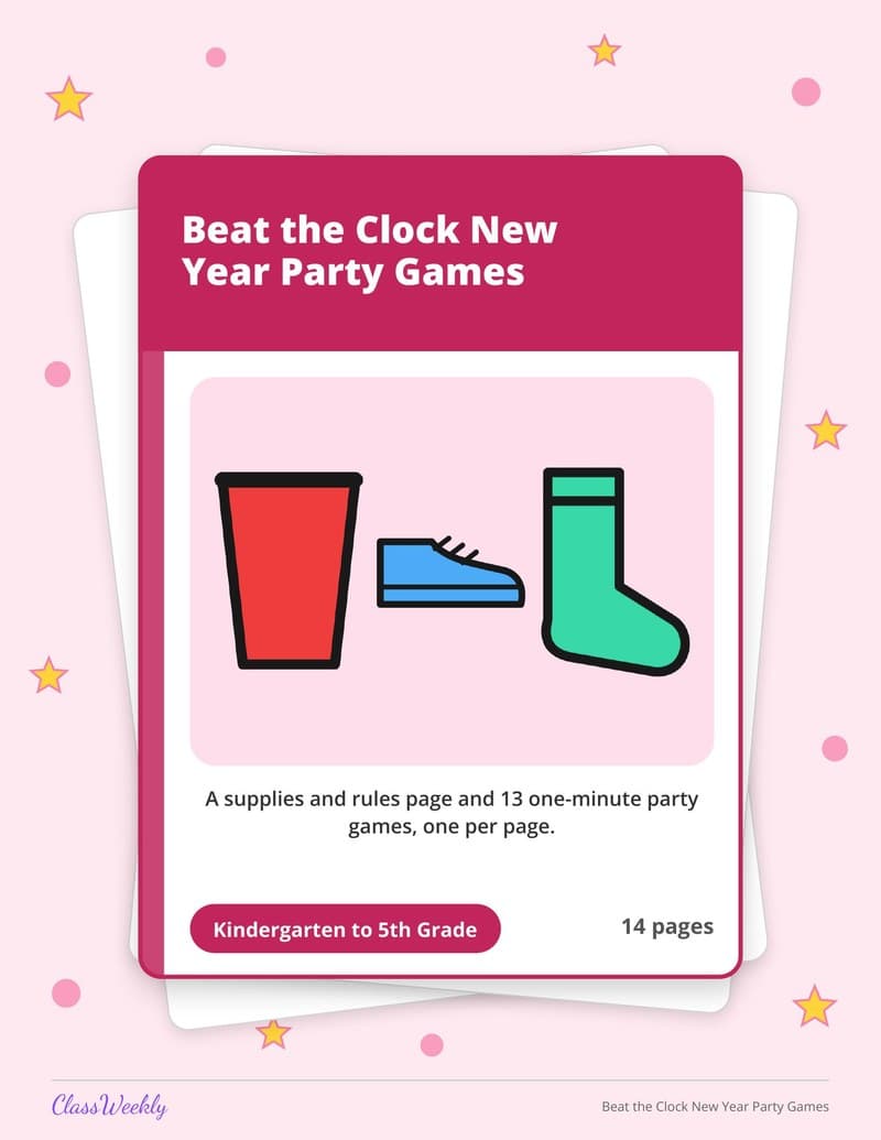 Beat the Clock New Year Party Games - Kindergarten Holiday Activities printable preview