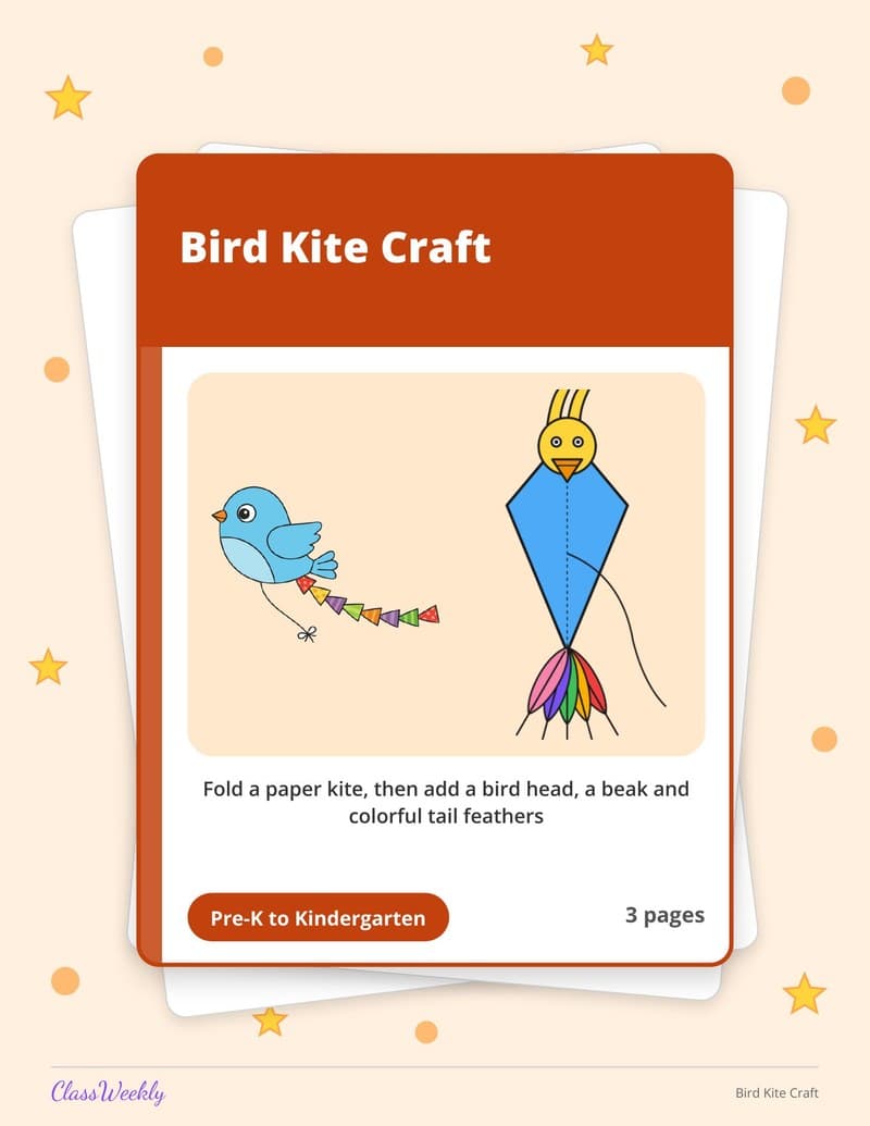 Bird Kite Craft - Kindergarten Holiday Activities printable preview