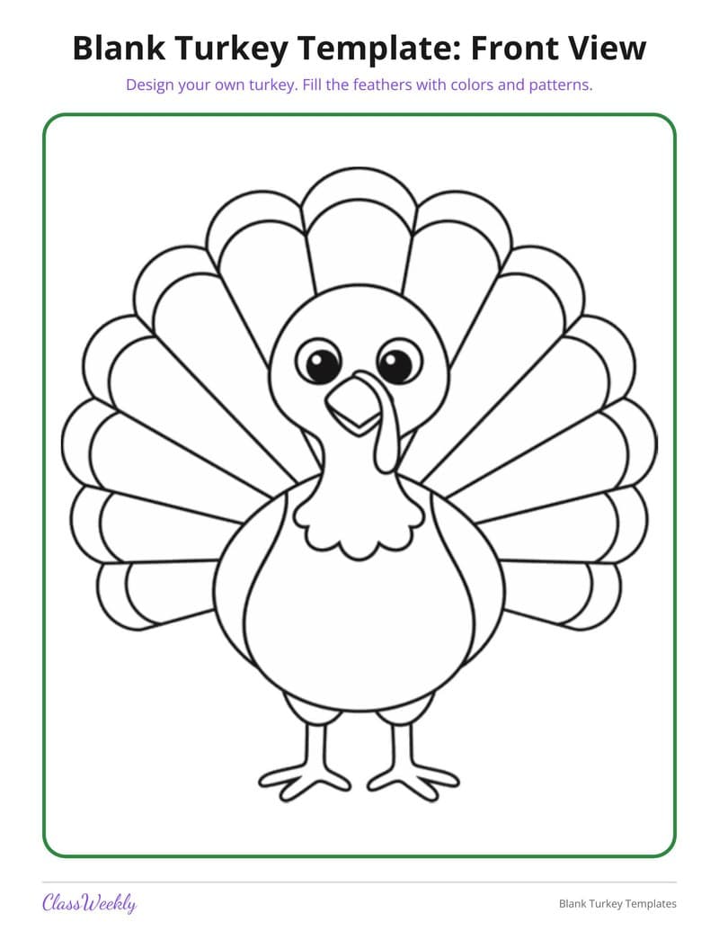 Blank Turkey Templates - 3rd Grade Holiday Activities printable preview