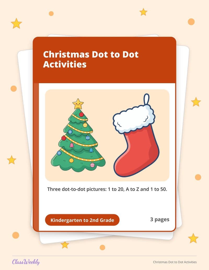 Christmas Dot to Dot Activities - 2nd Grade Holiday Activities printable preview