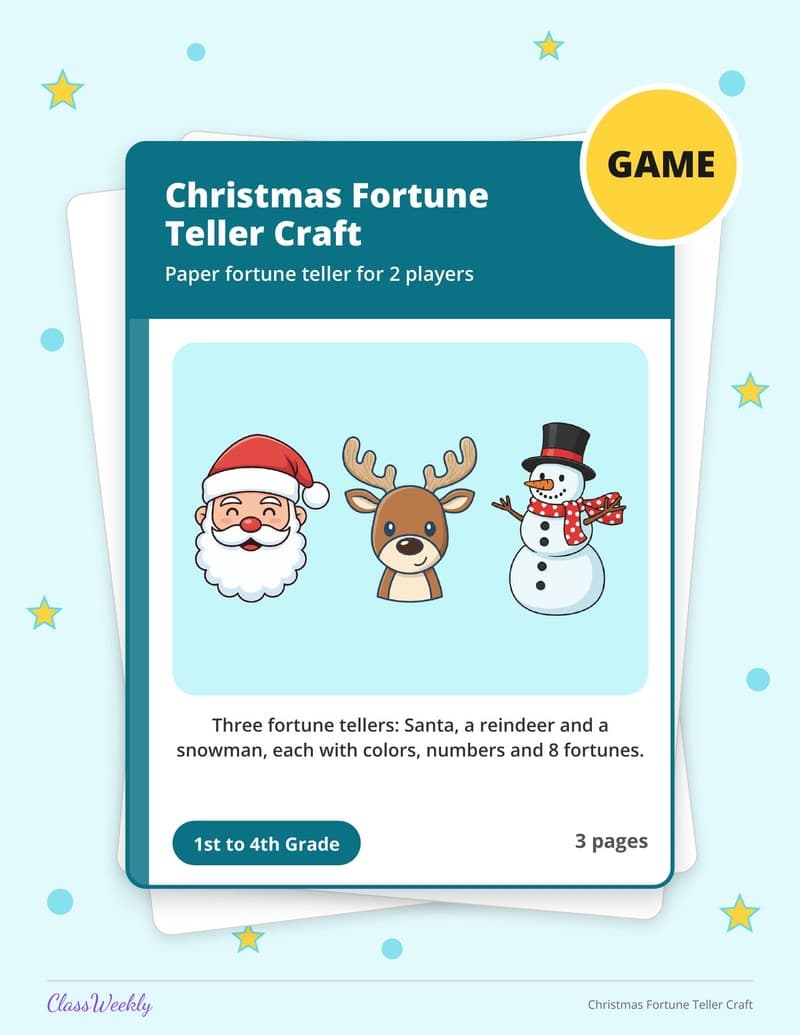 Christmas Fortune Teller Craft - 3rd Grade Holiday Activities printable preview