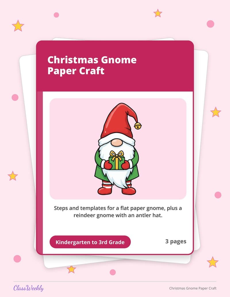 Christmas Gnome Paper Craft - Kindergarten Holiday Activities printable preview