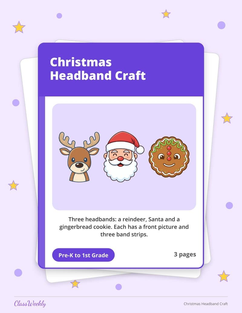 Christmas Headband Craft - Kindergarten Holiday Activities printable preview