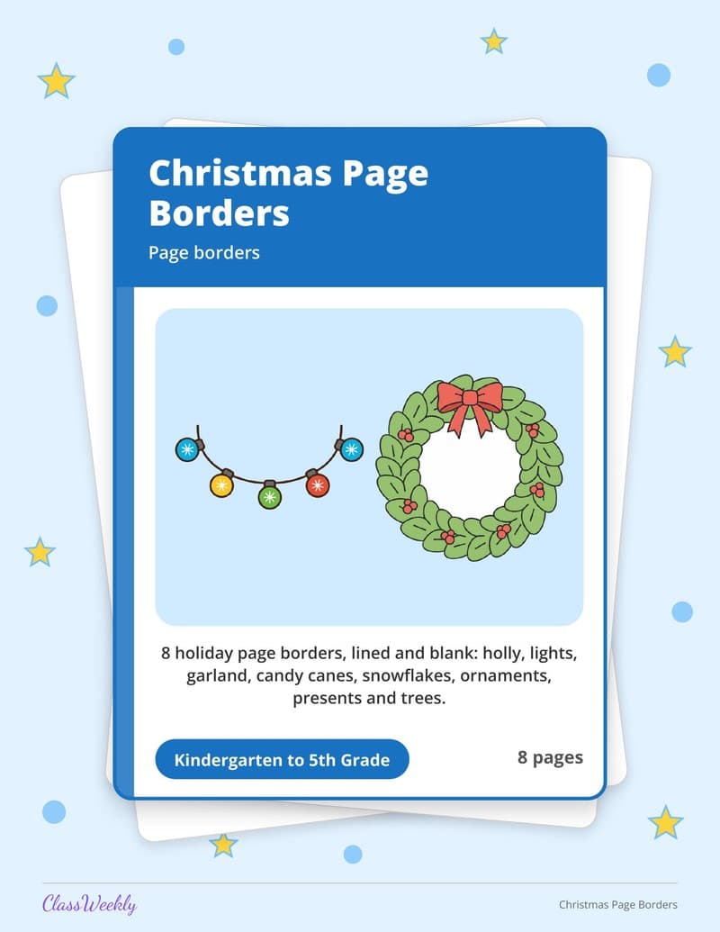 Christmas Page Borders - Kindergarten Holiday Activities printable preview