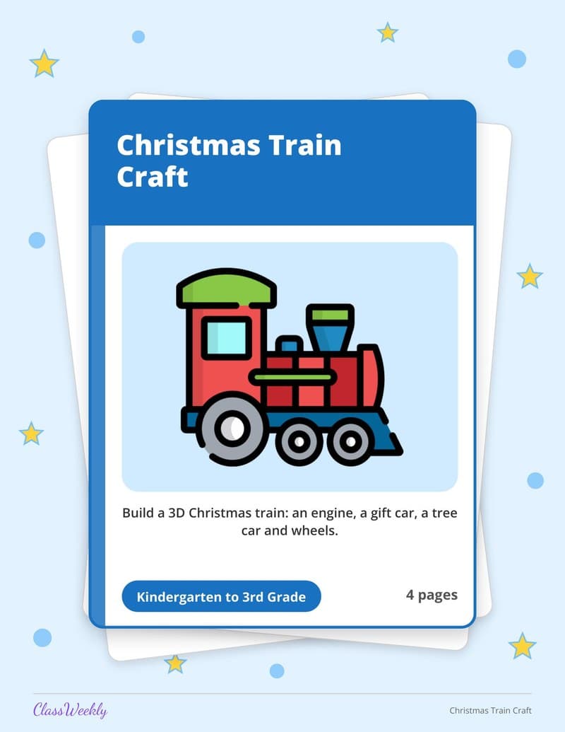 Christmas Train Craft - 2nd Grade Holiday Activities printable preview
