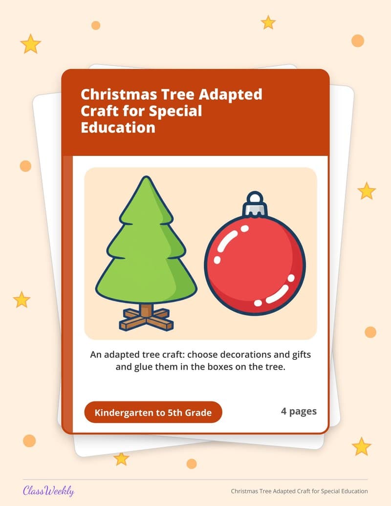 Christmas Tree Adapted Craft for Special Education - 2nd Grade Holiday Activities printable preview