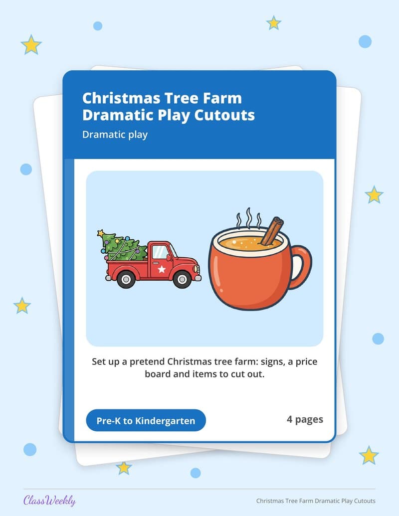 Christmas Tree Farm Dramatic Play Cutouts - Kindergarten Holiday Activities printable preview