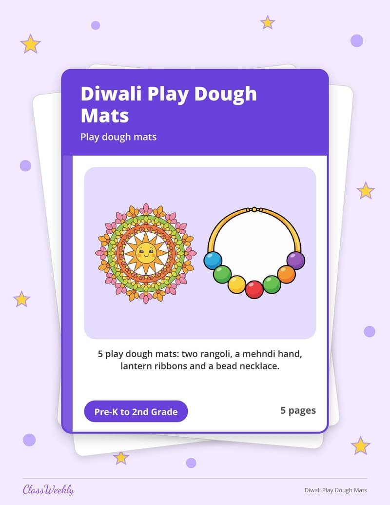 Diwali Play Dough Mats - 2nd Grade Holiday Activities printable preview