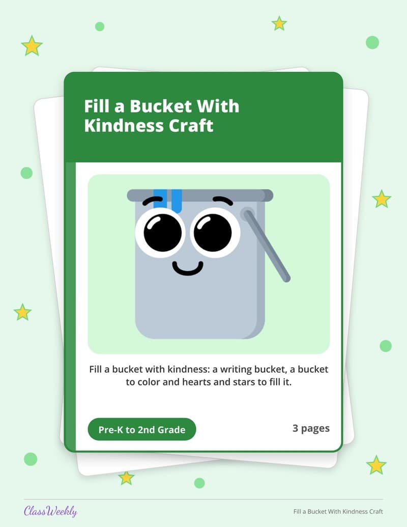 Fill a Bucket With Kindness Craft - Kindergarten Holiday Activities printable preview