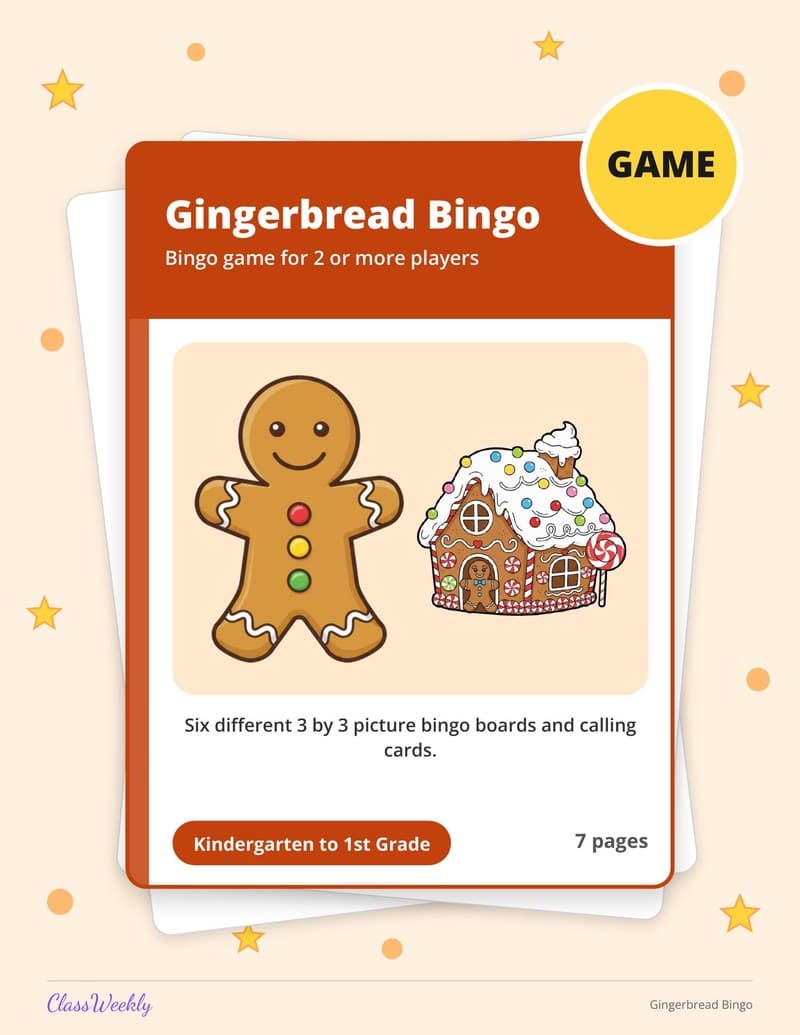 Gingerbread Bingo - Kindergarten Holiday Activities printable preview