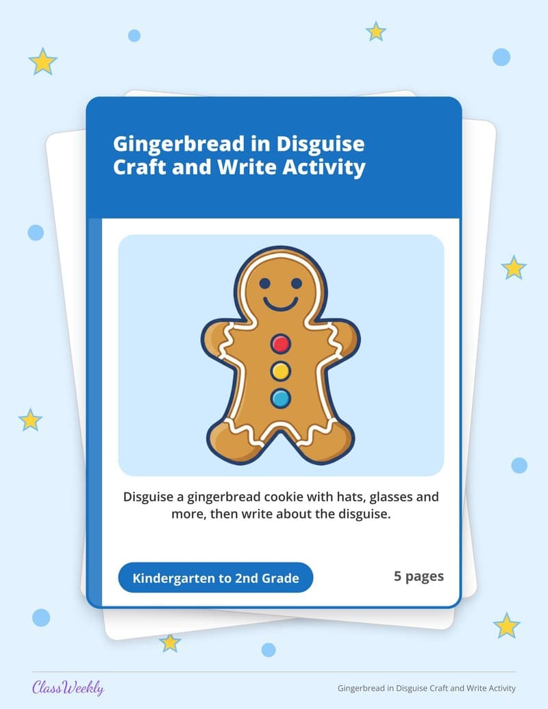 Gingerbread in Disguise Craft and Write Activity - 2nd Grade Holiday Activities printable preview